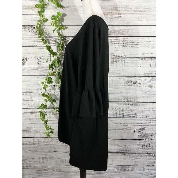 Bryn Walker Top Tunic Oversized Small Large Black Jersey Lagenlook Ruffle Sleeve - Picture 7 of 10